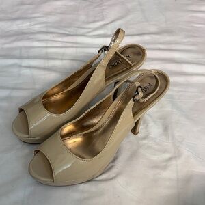 Women's Cream Peep Toe Heels